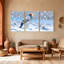 «Birds Winter Bird Snowflake Landscape», ensemble de 3 impressions sur toile-783935104