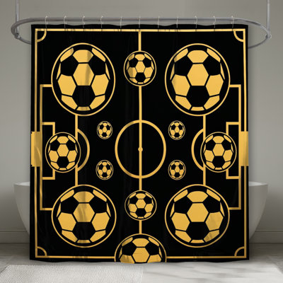 Rideaux de douche extra longs à motif de terrain de football