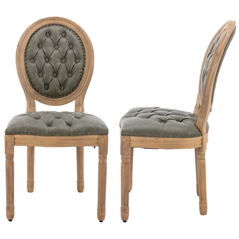 Clairevale 19.7'' H Tufted Faux Leather Upholstered Side Chair, Pine Green