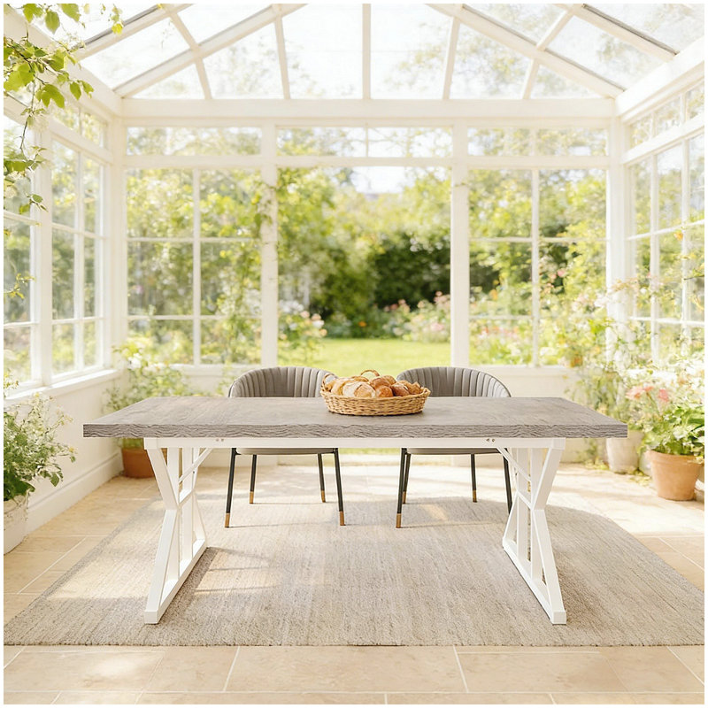 Kitchen Table,Rustic Dining Table,Modern Conference table, White, Gray