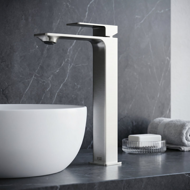 Robinet de lavabo vasque à poignée simple H 11 po Dunn, Nickel brossé