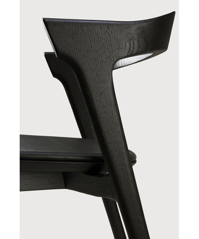 Bok Leather Dining Chair, Black Leather, Black