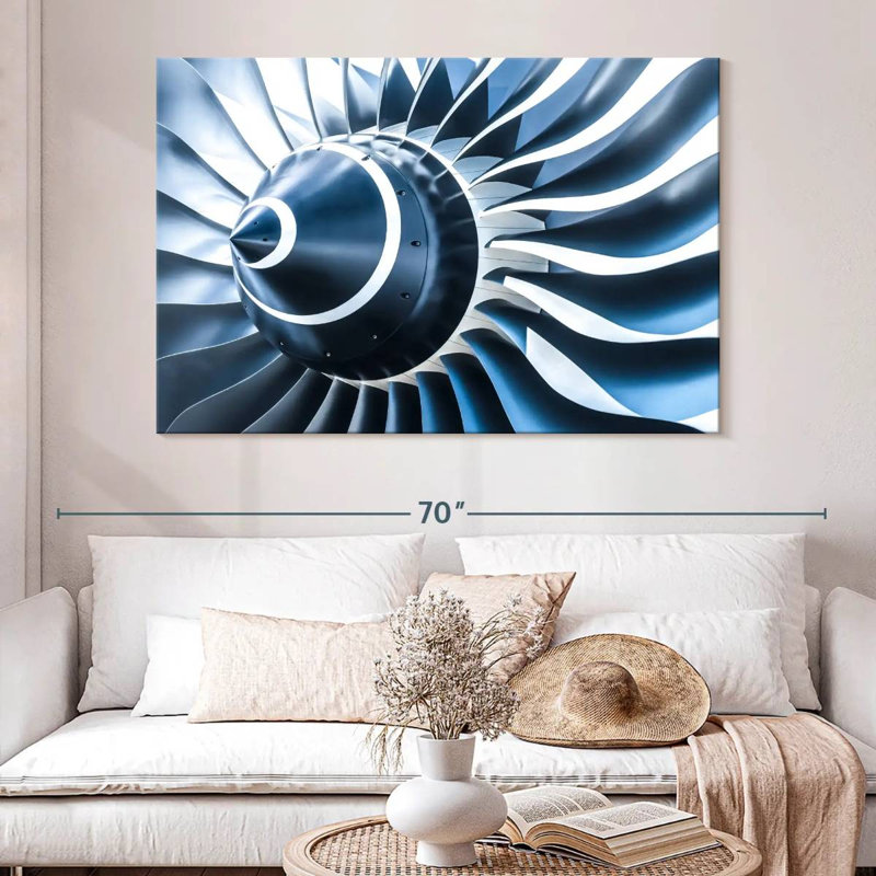 " Aircraft Engine ", 34" H x 51" W x 1.25" D
