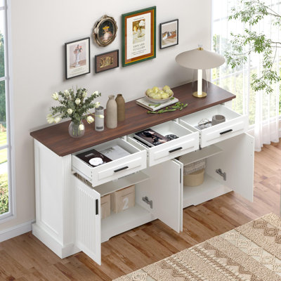 Buffet 63 ", armoire de rangement cannelée