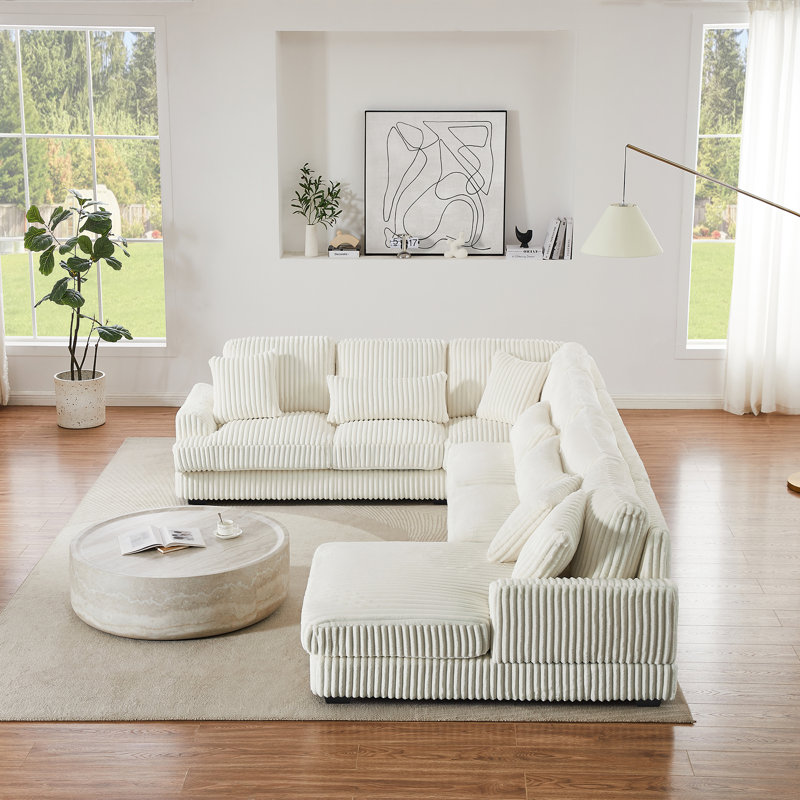 Oversized U-Shaped Corduroy Sectional Sofa with Chaise