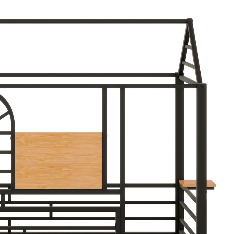 Lit superposé en métal avec glissière et escalier de rangement