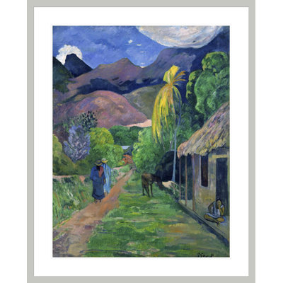 Street in Tahiti par Paul Gauguin - Estampe numérique encadrée