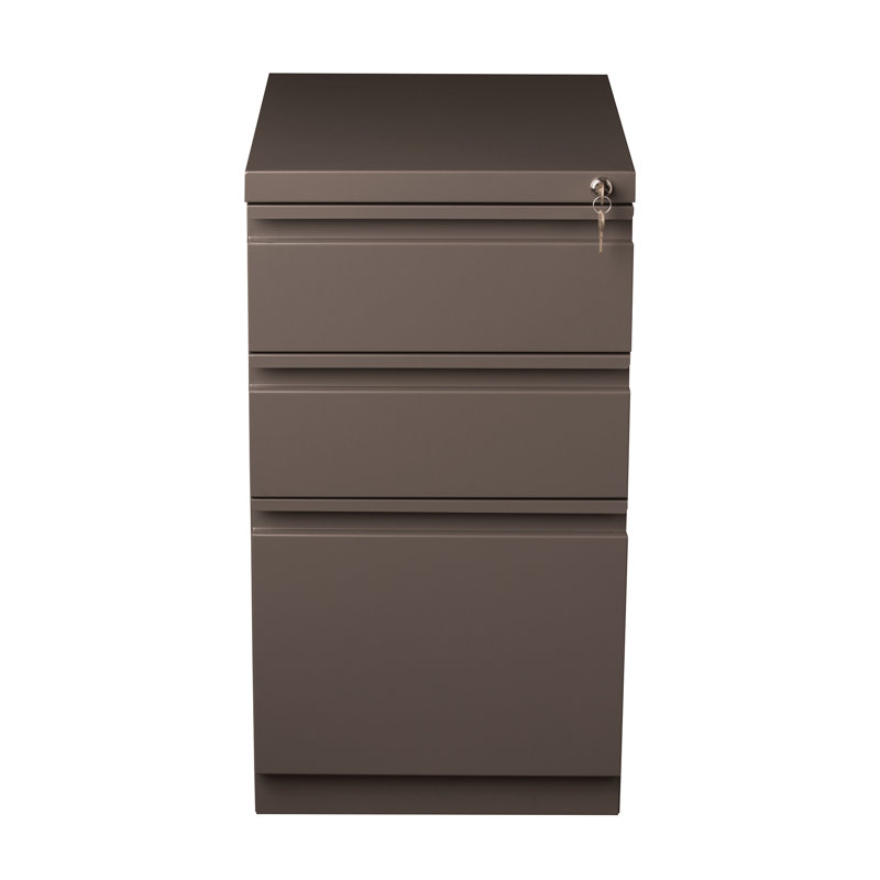 15'' Wide 3 -Drawer Mobile Steel File Cabinet, Medium Brown