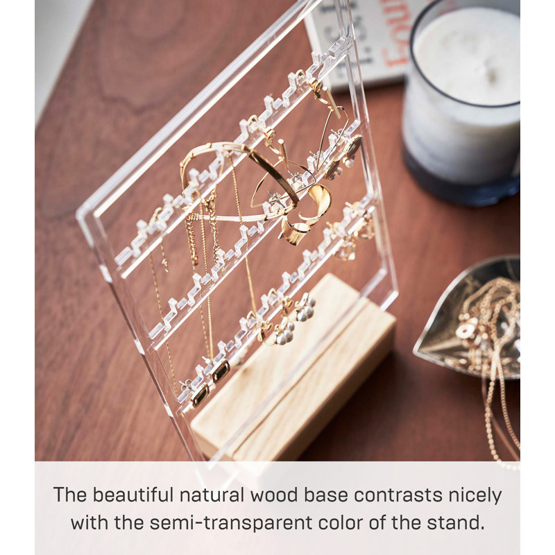 Natural Wood and Clear Acrylic Jewelry Organizer Stand