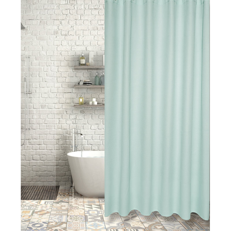 Rideau de douche simple en coton Westerfeld, Aigue-marine