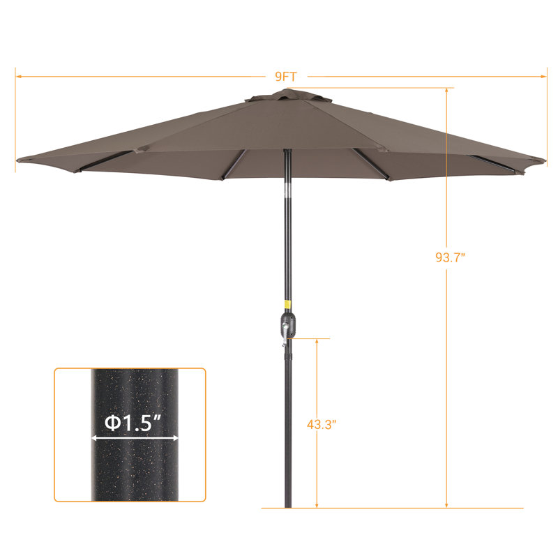Parasols de marché et abat-jour 9 pi, parasol de table pour l'extérieur et le patio, Taupe