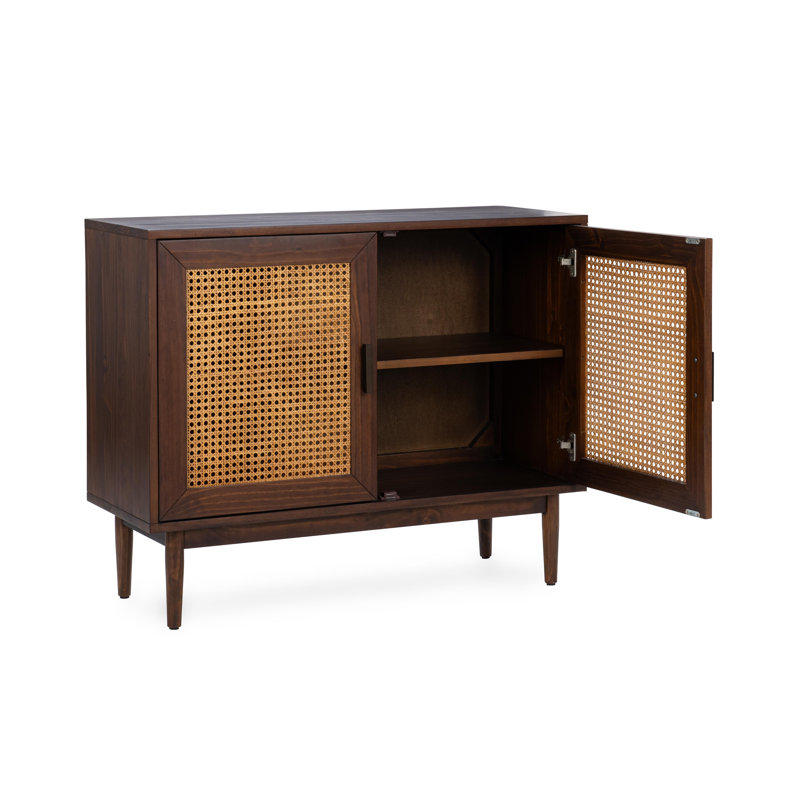Genie Solid Wood 2 - Door Accent Cabinet, Walnut
