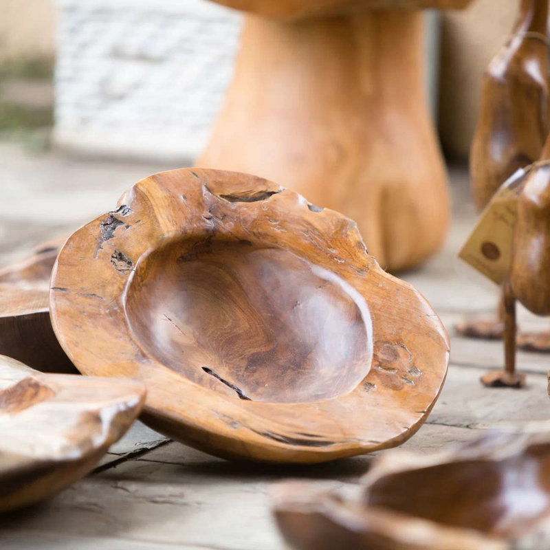 Wood Decorative Bowl, 6" H x 16" W x 16" D