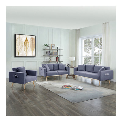 Radella Convertible Sleeper Sofa with USB Ports, Power Sockets, Pockets, Pillows, Tufting