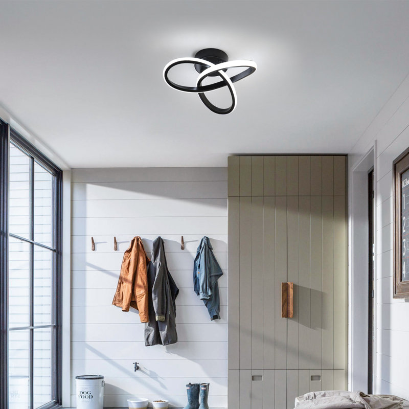 Modern LED Ceiling Light, 20W Modern Spiral Design LED Lamp, Black, 6000K