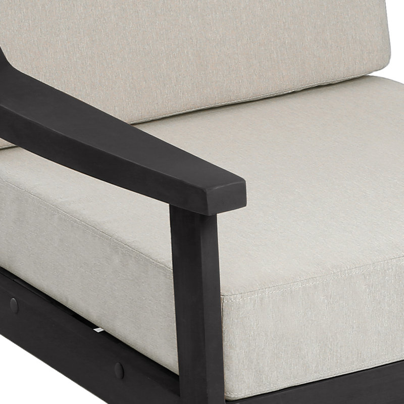 Ensemble de patio d'extérieur pour deux personnes en teck avec coussins et table d'appoint Marlo, Chameau clair, Noir