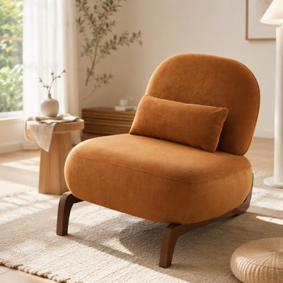 Mignon fauteuil d'appoint avec pieds en bois massif, fauteuil de salon en velours avec coussin moelleux, fauteuil de chambre confortable, fauteuil de lecture confortable pour appartement, salle d'attente, balcon