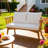 Outdoor Wooden Loveseat With Cushions