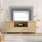 Oak 63-Inch TV Stand for Up to 70-Inch  - Rattan Media Cabinet with Storage Drawer and Open Shelves for Living Room or Bedroom