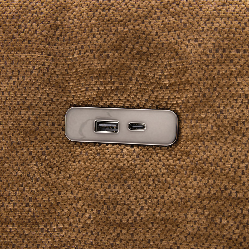 Canapé modulaire en U avec repose-pieds et ports USB, Chenille brun