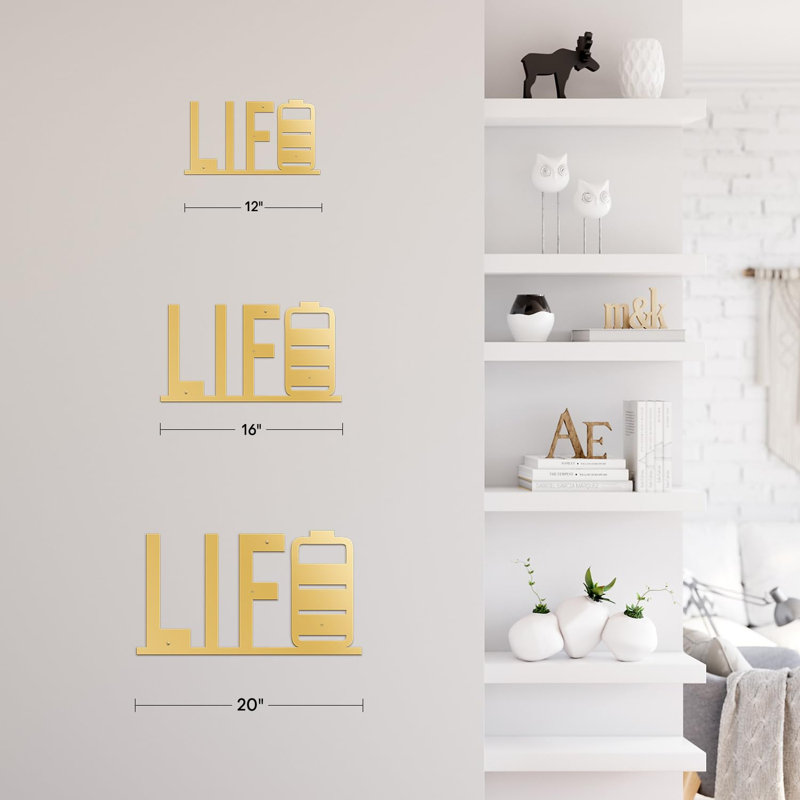 Décoration murale abstraite Cherish, Or, 16.5" H x 30" W x 0.05" D