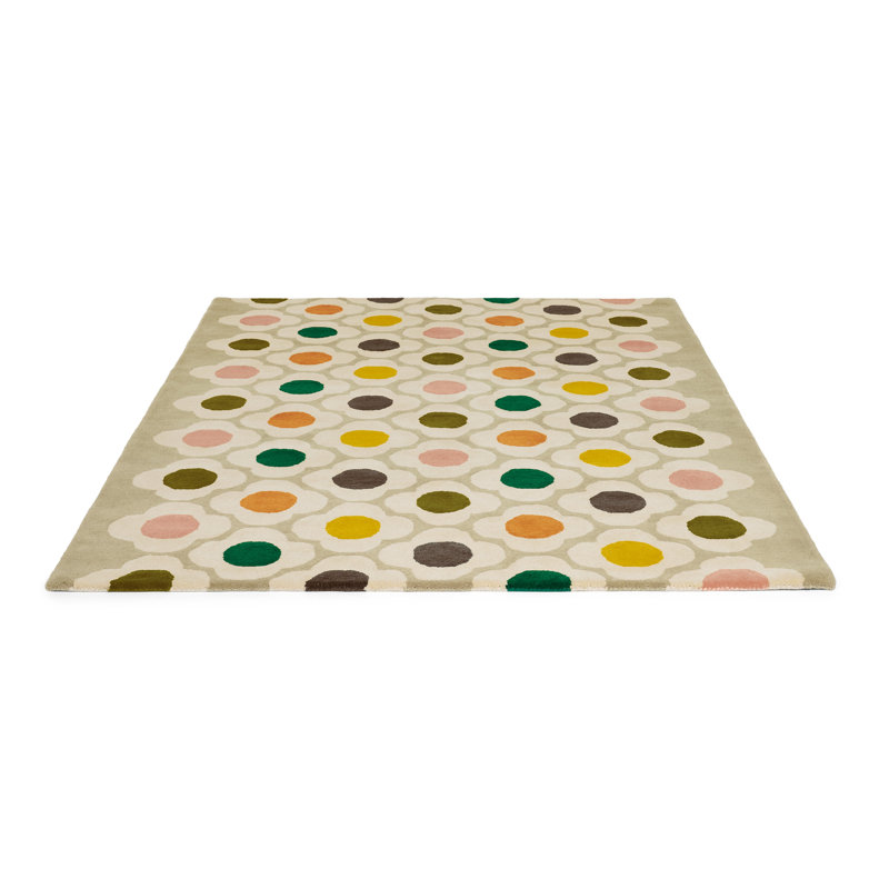 Area Rug in Beige/White/Green, Rectangle 6'7" x 9'2"