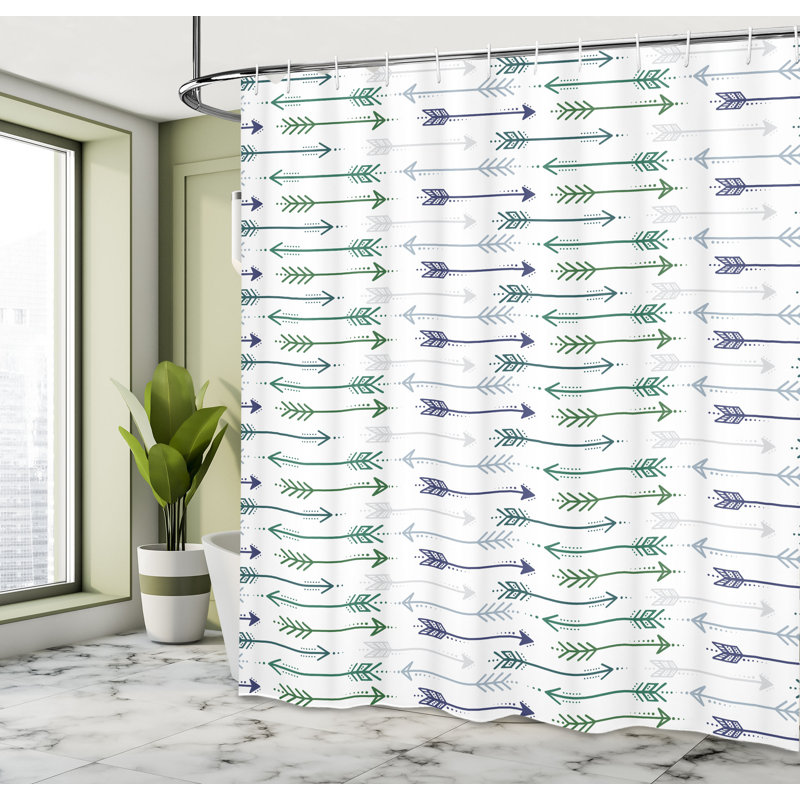 Shower Curtain with Hooks Included, 75" H x 69" W, Blue/Green