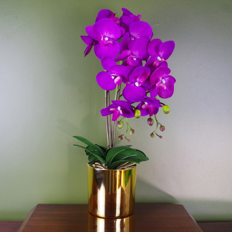 Plastic, Silk Artificial Arrangement in Pot, 52cm H x 30cm W x 20cm D, Purple