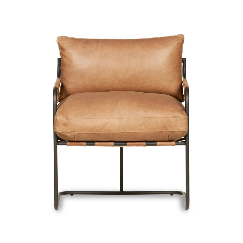 Fauteuil Toluca, Cuir véritable brun clair