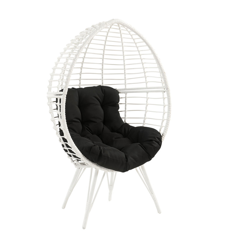 Chaise longue en osier de tissu et blanc, Noir, White