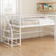 Lit plateforme en panneau de fibres à densité moyenne et métal, finition blanche, lit mezzanine simple avec rangement intégré, peu encombrant pour les chambres d'enfant