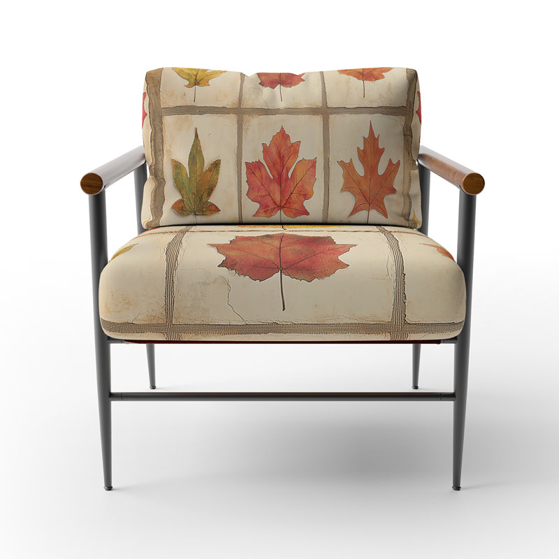 Chaise d'appoint Leaves - Autumn Leaves Collage, Brown Round Arms