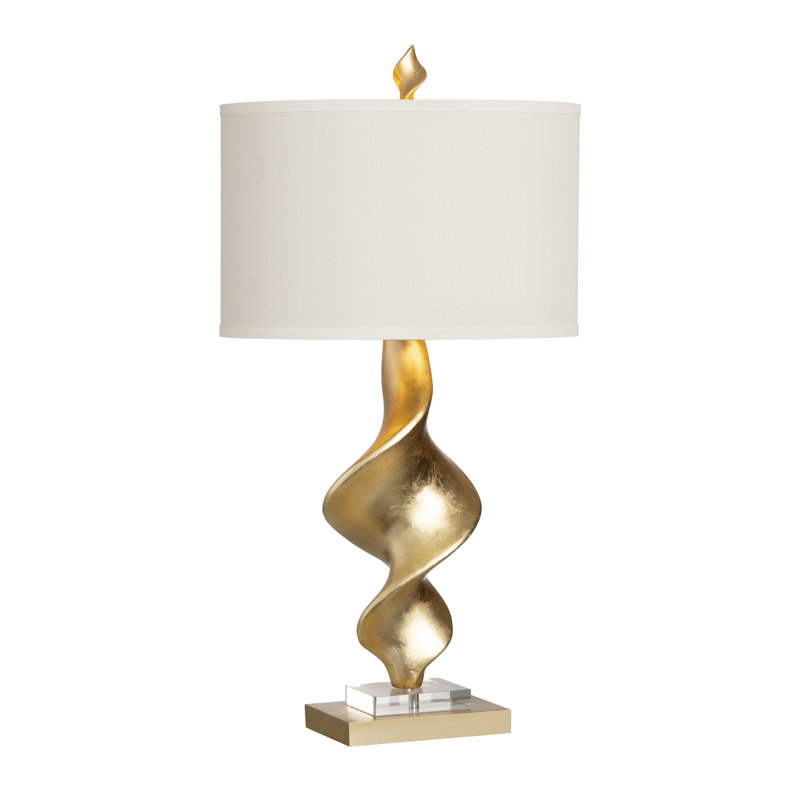 34" Resin Table Lamp With White Shade