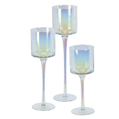 3 Piece Glass Tabletop Hurricane Set