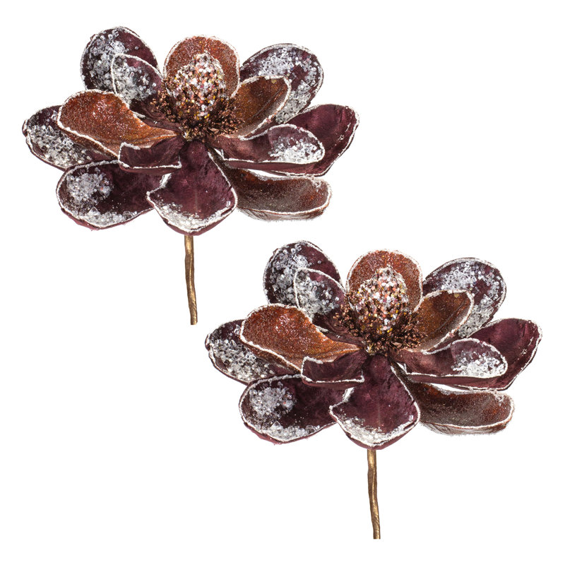 Tige de fleur de magnolia scintillante (ensemble de 2)