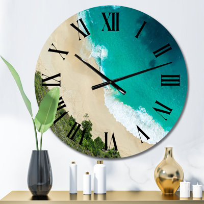 Aerial View Of Tropical Beach VI - Nautical & Coastal Wall Clock