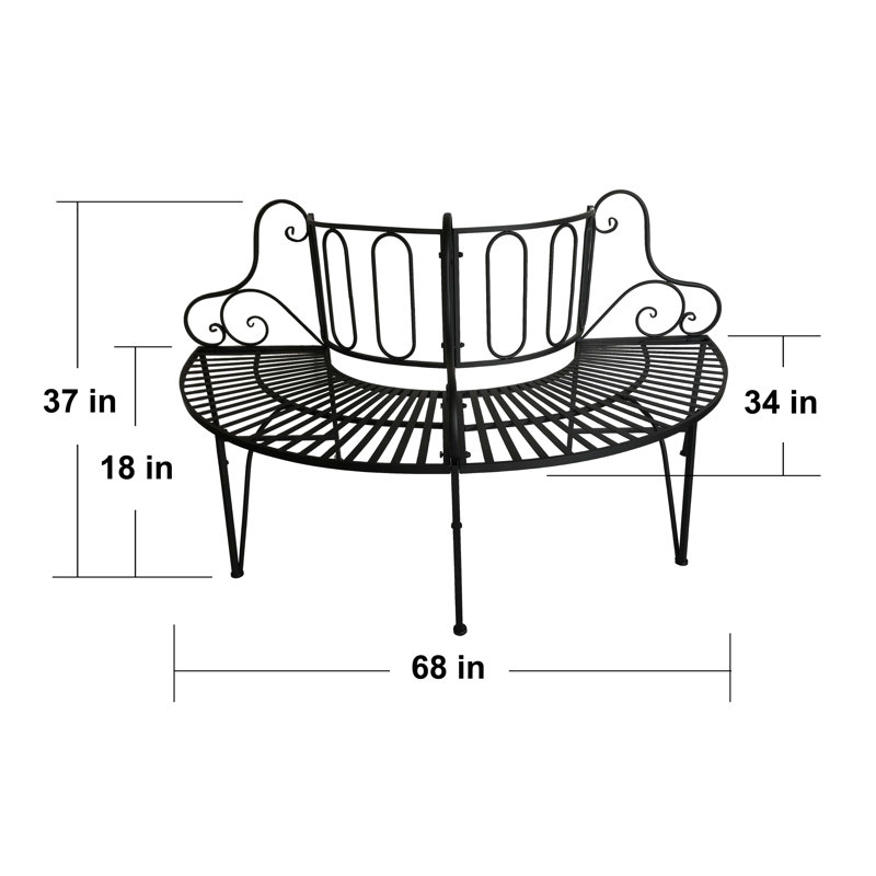 Banc pour arbre en métal Penn, Noir, H 37 po x l 68 po x P 34 po