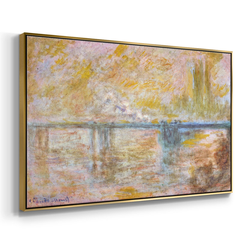 Charing Cross Bridge, 1899, reproduction d'art sur toile, H 25 po x l 37 po x P 2 po, Or