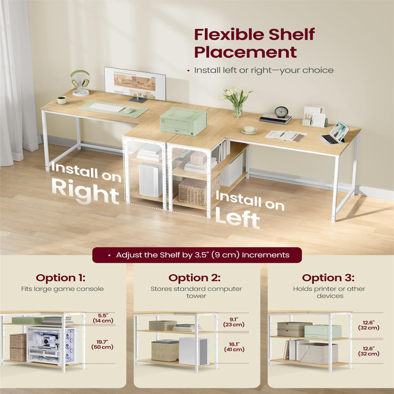 L-Shaped MDF Steel Computer Desk