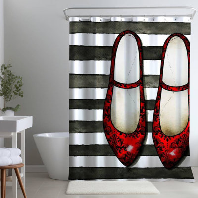 Striped – Polyester Shower Curtain, Dye Sublimation Print, 71" W × 74" L