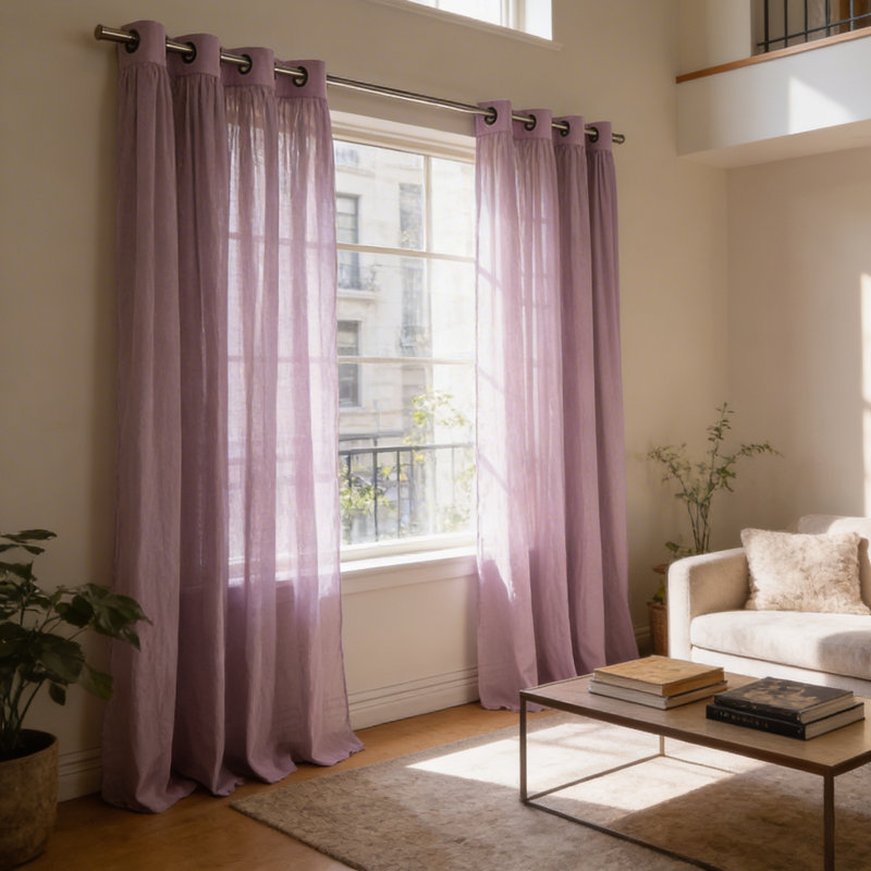 Rideaux semi-transparents avec œillets , L 52 po x L 96 po, Orchidée