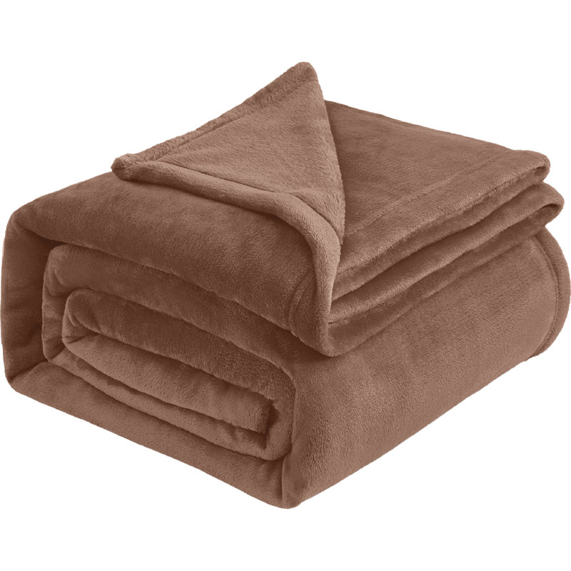 Aspire Homeware Ultra-Soft Hotel Quality Reversible Plain Weave Fleece Throw Blanket, Camel, Single (130cm W X 150cm L)