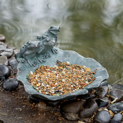 Panier à oiseaux sauvages Birdbath Bowl - Décorations de jardin Mangeoires à colibris Grenouilles sur feuilles