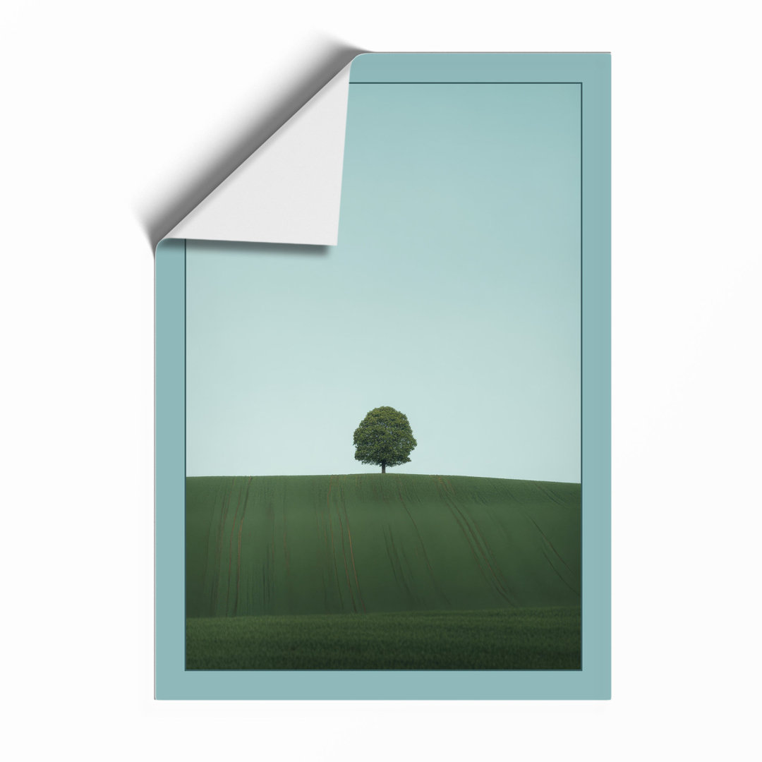 Solitary Tree on Hill Scandinavian Framed Art Print