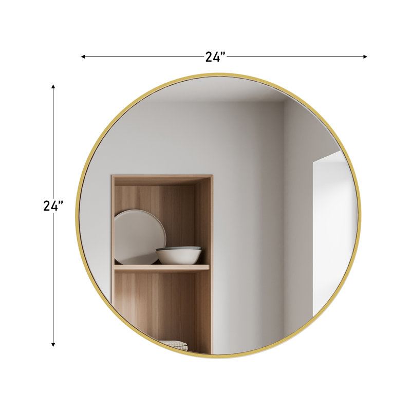 Metal Round Wall Mirror(set Of 2), Gold, 24" x 24"