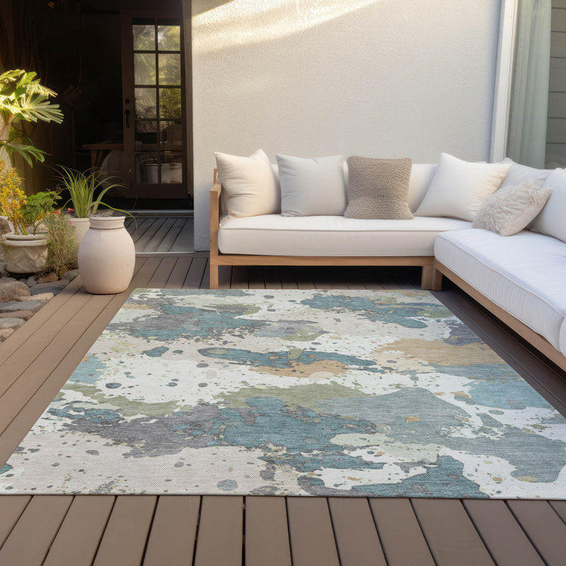 Tapis moderne intérieur / extérieur lavable à la machine Husby ACN2217, Rectangle 2 pi 6 po x 3 pi 10 po