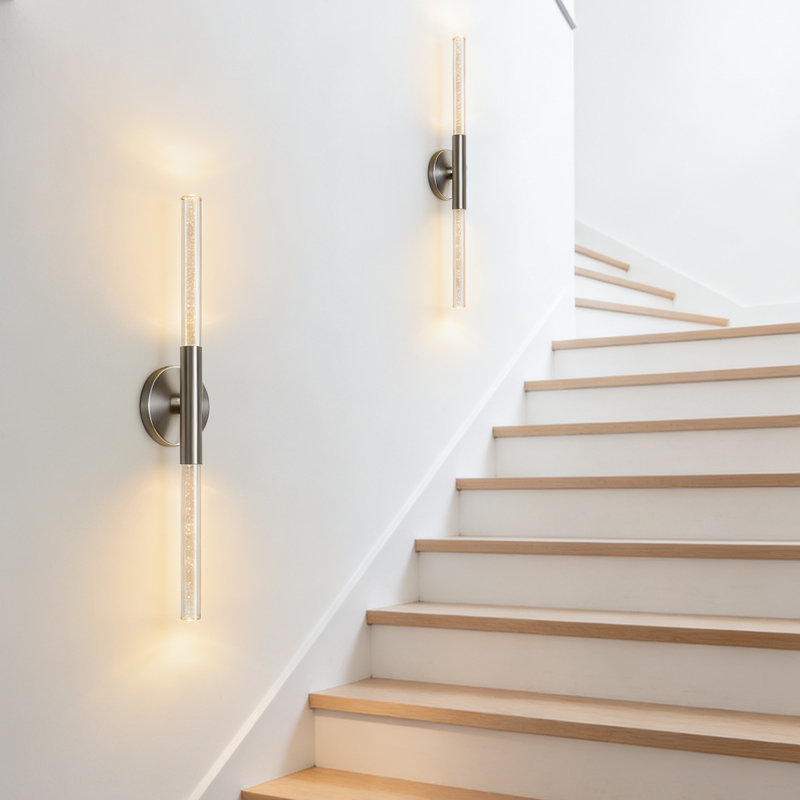 Dimmable LED Wall Sconces, Hardwired Wall Lights for Bathroom Vanity Set of 2, Brushed Nickel