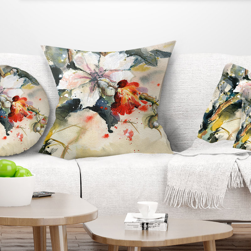 Orchid in Bloom - Floral Printed Throw Pillow, 18" x 18", Square