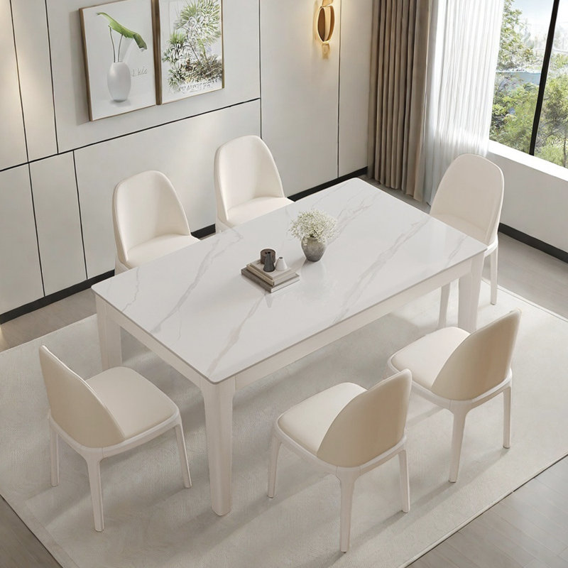Simple modern rectangle dining table set, 29.5"H x 63"L x 35.4"W