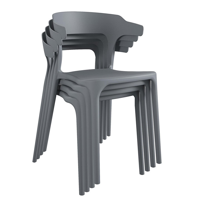 Chaise d'appoint empilable d'extérieur Felix, Gris anthracite